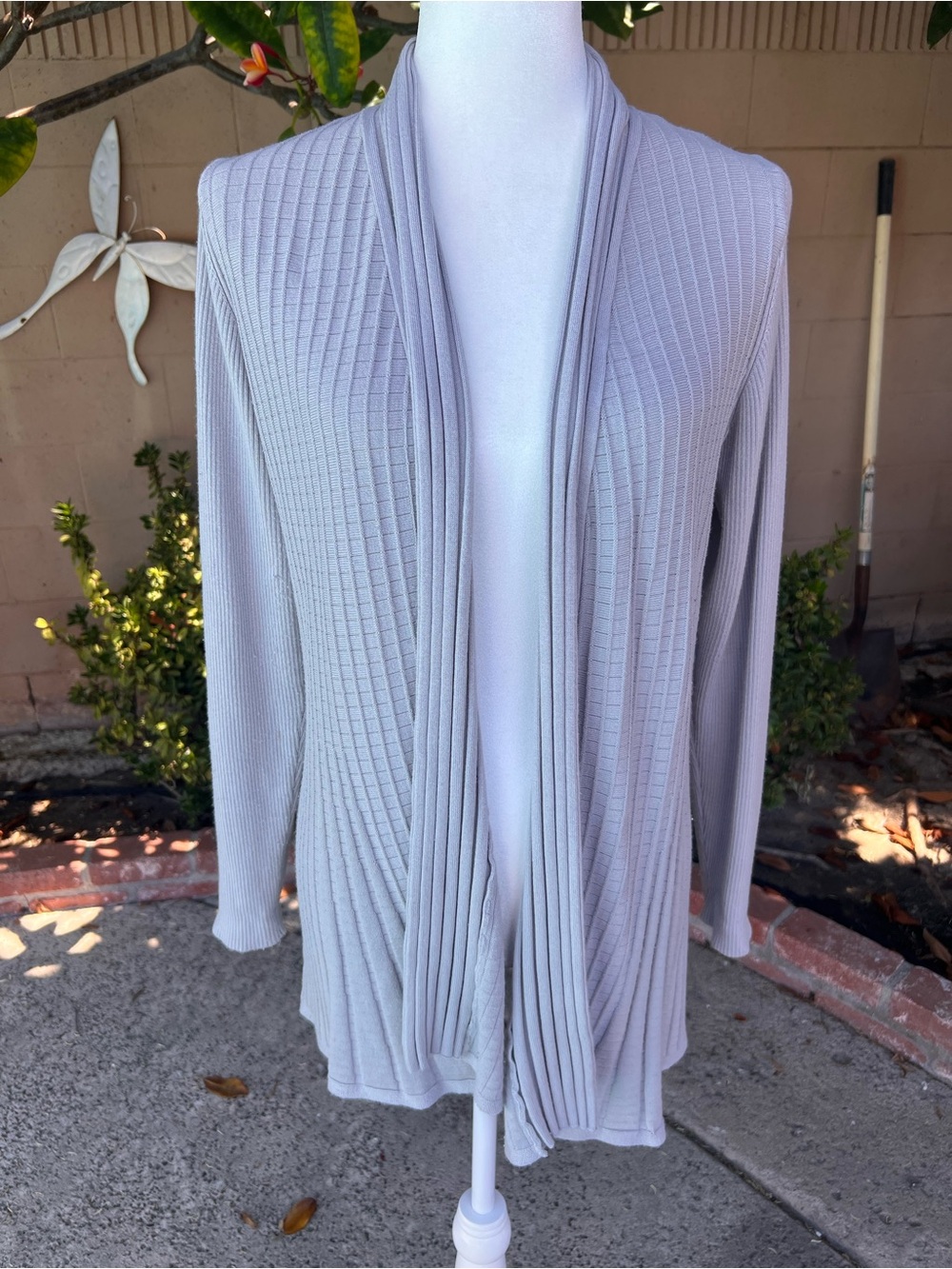 NorthStyle Light Gray Ribbed Open Cardigan